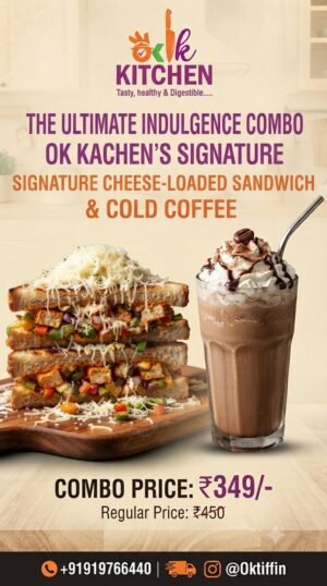 Cheese Loaded Sandwich and Cold Coffee
